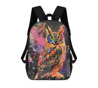 sinyumoney Colorful Owl Graffiti Art Print 3D Printed School Backpack Casual Children's Backpacks 3D Printed School Bag for Boys Elementary And Middle 17inch