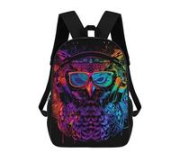 sinyumoney Colorful Owl Headphones Art Print-2 17inch School Bag 3D Printed Children's School Backpack Casual Fashion Travel Backpacks for Kids School Students