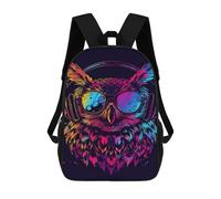 sinyumoney Colorful Owl Headphones Art Print-4 Children's Backpacks School Backpack 3D Printed for Kids Travel Rucksacks Book Bags Kids 17inch School Bag