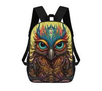 sinyumoney Colorful Owl Illustration-2 3D Printed Children's School Backpack for Kids High Capacity Travel Rucksacks Book Bags Kids School Bag Back Pack 17inch