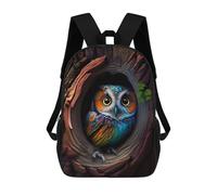 sinyumoney Colorful Owl in Tree Hollow Kids Backpacks,3D Personalized School Bookbags for Boys Girls Large Schoolbags Casual Daypack 17inch
