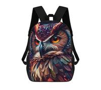 sinyumoney Colorful Owl Portrait-2 Children's School Backpack 3D Printed for Kids Travel Rucksacks Book Bags Kids School Bag 17inch