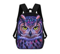 sinyumoney Colorful Owl Portrait School Bag Bookbag 3D Printed Children's Backpacks for Kids Boy Girl Book Bags Kids School Bag Travel Rucksacks 17inch