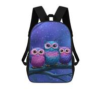 sinyumoney Colorful Owl Trio Night Scene School Backpack Business Laptop Rucksack Bag Unisex Casual Daypack for Men, Women & Teenage Boys 17inch