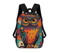 sinyumoney Colorful Owl with Abstract Background Whimsical Owl Pop Art Children's Backpack, 3D Printed School Backpack, Backpack for Boys Girls, Adjustable School Bag for Primary School 17inch