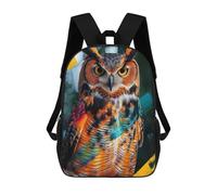 sinyumoney Colorful Owl with Abstract Strokes Backpack School Bag Large Water Resistant Laptop Backpack for Teenage Girls Boys Women Men 17inch