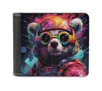 sinyumoney Colorful Panda in Futuristic Gear 3D Print Clutch Purse ID Window Coin Slots Note Section Soft Convenient Purse Youth Guys 11.7cm*9.5cm