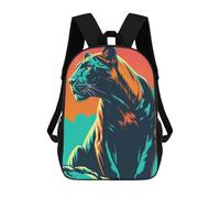 sinyumoney Colorful Panther Portrait School Bags Lightweight Casual Daypack School Backpacks for School/Work/Travel 17inch