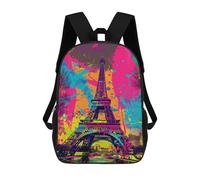 sinyumoney Colorful Parisian Art Print Backpack School Bag Business Durable Laptop Bag for Boys/Girls/Teenagers 17inch
