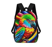 sinyumoney Colorful Parrot Art Print 3D Printed Children's 17 Inch Backpacks 3D Printed Casual School Bag for Boys Elementary And Middle