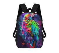 sinyumoney Colorful Parrot Artwork-1 3D Printed 17inch Kids School Backpack School Bag Fashion Rucksacks for Boys Elementary And Middle School Students