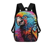 sinyumoney Colorful Parrot Artwork Backpack School Backpack Kids School Bag Large Capacity Kids Backpack for School Rucksack 3D Book Bag Gifts for Kids 17inch