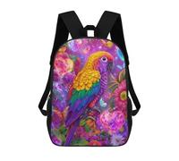 sinyumoney Colorful Parrot Fantasy Garden Backpacks 3D Printed 17inch Kids School Backpack Outdoor Casual Daypack Casual Travel Bags for Middle School Students