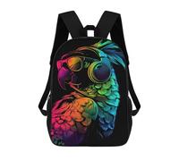 sinyumoney Colorful Parrot Headphones Sunglasses Art Backpack School Water Resistant Travel Backpack Computer Bag - Perfect for Travel, Work And Daily Use 17inch