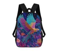 sinyumoney Colorful Parrot in Fantasy Forest Backpack 3D Print Kids Bag Elementary Students Daypack Lightweight School Bag for Children Girls Boys Nursery Lunch Pack 17inch