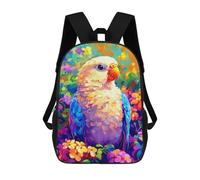 sinyumoney Colorful Parrot in Flowers Rucksacks 3D Printed Children Backpacks Fashion Casual Daypack Cute Travel Bags Outdoor Casual Daypack for Boy And Girl 17inch