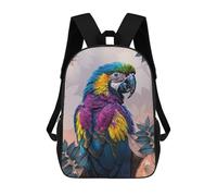 sinyumoney Colorful Parrot in Low Poly Style Kids School Backpack 3D Printed Backpacks Fashion School Bag Rucksacks for Boys Elementary And Middle School Students 17inch
