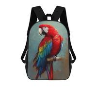 sinyumoney Colorful Parrot Painting-2 3D Printed Kids 17inch Backpacks Boys Fashion Travel Backpacks School Bag for Boys Elementary And Middle School Students