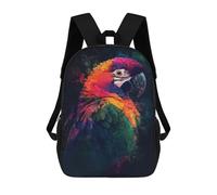 sinyumoney Colorful Parrot Portrait Backpacks Kids School Backpack School Bag 3D Printed Fashion School Bags for Boys Elementary And Middle School Students 17inch