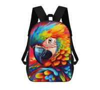 sinyumoney Colorful Parrot Portrait Children's Backpack, Schoolbag Large Capacity Students Bookbag Rucksack Knapsack for Boys Girls Adults Teen 17inch