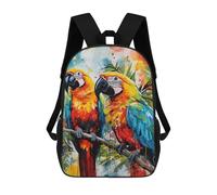 sinyumoney Colorful Parrots in Art Children's Backpack, Schoolbag Large Capacity Students Bookbag Rucksack Knapsack for Boys Girls Adults Teen 17inch