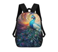sinyumoney Colorful Peacock Art Print-2 Backpacks 3D Printed 17inch Kids School Backpack Outdoor Casual Daypack Casual Travel Bags for Middle School Students