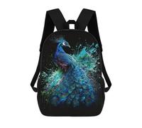 sinyumoney Colorful Peacock Art Print-4 School Backpack Secondary Causal Travel High School Bags for Camping Outdoor Adventures And Daily Travel 17inch