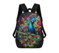 sinyumoney Colorful Peacock Art Print-5 School Backpack Fashion Stationery Backpack Waterproof Casual Daypacks for Camping Outdoor Adventures And Daily Travel 17inch