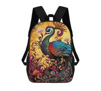 sinyumoney Colorful Peacock Artwork-14 Backpacks 3D Printed School Bag Casual Kids Fashion School Bag for Boys Middle School Students School 17inch
