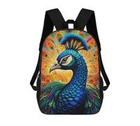 sinyumoney Colorful Peacock Artwork-19 Kids Backpacks Children Bag,Anime Bag,Large Capacity Kids Backpack, 3D Printed Children's,Student Schoolbag,Kids Boys Girls School Bag 17inch
