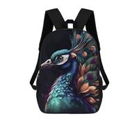 sinyumoney Colorful Peacock Artwork 3D Printed Children's School Backpack for Kids High Capacity Travel Rucksacks Book Bags Kids School Bag Back Pack 17inch