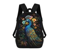 sinyumoney Colorful Peacock Artwork -4 Fashion Student School Backpack Suitable for Boys Girls Kids Casual Outdoor Travel Essential Daypack 17inch