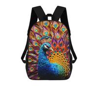 sinyumoney Colorful Peacock Artwork-5 Backpacks, Kids Backpack Student School Bag 3D Printed Travel Backpacks Fashion Accessory Backpack Children Waterproof School Bags 17inch