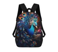sinyumoney Colorful Peacock Artwork Kids Backpacks,3D Personalized School Bookbags for Boys Girls Large Schoolbags Casual Daypack 17inch