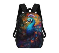 sinyumoney Colorful Peacock Artwork School Bag 3D Printed Backpacks Fashion Kids School Backpack Boys Rucksacks for Boys Middle School Students 17inch