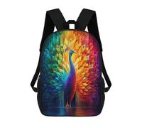 sinyumoney Colorful Peacock Digital Art School Bag Bookbag 3D Printed Children's Backpacks for Kids Boy Girl Book Bags Kids School Bag Travel Rucksacks 17inch