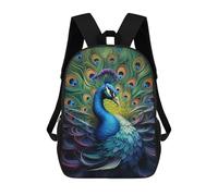 sinyumoney Colorful Peacock Feather Art Kids Backpack,School Backpack Kids School Bag 3D Printed Cartoon Large Capacity Backpack for Kids Boys And Girls 17inch