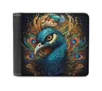 sinyumoney Colorful Peacock Illustration 3D Print Clutch Purse Safe Protection Card Slots Note Section Soft Convenient Wallets for Boys Girls 11.7cm*9.5cm