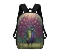 sinyumoney Colorful Peacock Painting Children's Backpacks School Backpack 3D Printed for Kids Travel Rucksacks Book Bags Kids 17inch School Bag