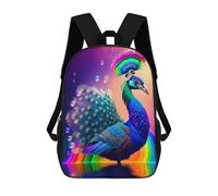 sinyumoney Colorful Peacock Rainbow Reflection 17 Inch Kids Backpack Fashion Fun Backpack Book Bag for Boys And Teenager 3D Printed for Boys