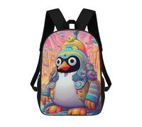 sinyumoney Colorful Penguin Adventure Backpack School Bag Large School Backpack for Boys for Camping Outdoor Adventures And Daily Travel 17inch