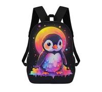 sinyumoney Colorful Penguin And Moon Rucksack Lightweight Casual Daypack School Backpacks for Campus Outdoor Travel Sports 17inch