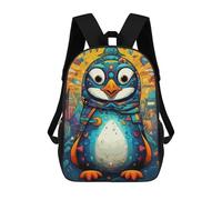 sinyumoney Colorful Penguin Artwork Kids Backpack,School Backpack Kids School Bag 3D Printed Cartoon Large Capacity Backpack for Kids Boys And Girls 17inch