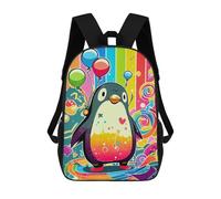sinyumoney Colorful Penguin Celebration 3D Printed School Bag Children's School Backpack Schoolbags Travel Backpacks Casual Fashion Bag for Kids School Students 17inch