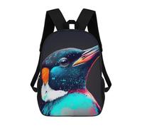 sinyumoney Colorful Penguin Portrait Backpacks 3D Printed Kids School Backpack School Bag Fashion Rucksacks for Boys Elementary And Middle School Students 17inch
