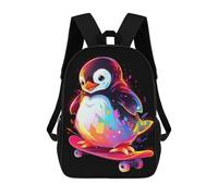 sinyumoney Colorful Penguin Skater Rucksack Lightweight Casual Daypack School Backpacks for Campus Outdoor Travel Sports 17inch