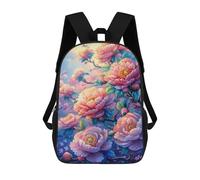 sinyumoney Colorful Peony Garden School Backpack for Girls 17inch Casual Daypack Lightweight Rucksack Boy Girl Backpack for Middle School Students