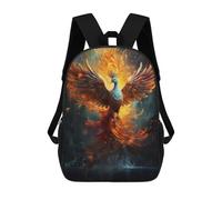 sinyumoney Colorful Phoenix Bird Fire School Backpack Water Resistant Computer Rucksack- Perfect for Travel, Work And Daily Use 17inch