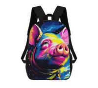 sinyumoney Colorful Pig Art Print-1 17inch School Bag 3D Printed Children's School Backpack Casual Fashion Travel Backpacks for Kids School Students
