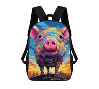 sinyumoney Colorful Pig Art Print-2 Rucksack School Secondary High School College Backpack Travel for Campus Outdoor Travel Sports 17inch